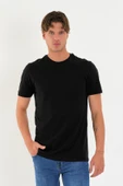 Regular Fit Baskısız Basic T-Shirt %100 Pamuk Yumuşak Dokulu Bisiklet Yaka Tişört - 4