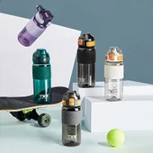 Tkk T1025 Çift Kullanım Pipetli/Rahat İçim Siyah Tritan Matara 600ml thumbnail 2