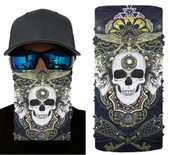 Siyah Renk Üzeri Likralı Beyaz Kafatası Kuru Kafa Baskılı Baf Buff Bandana 28x45 cm - 1