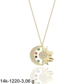 Ay Güneş Soy Luna Kolyesi Çok Şık 14 Ayar Altın Kolye thumbnail 2