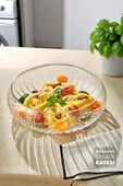 Tilbe Home Büyük Boy Concept El Yapımı Cam Salata Kasesi Meyve Makarna Çerez Sunum Tabağı Servis Kase Cam Kabı - 1