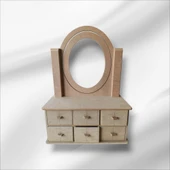 Ahşap-boyanabilir-6 çekmeceli makyaj masası ve organizeri - 4