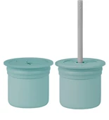 OiOi Ham+Hüp Pipetli Silikon Bardak Seti Aqua Green / Powder Grey - 1