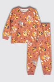 Çizgi Film Karakter Desenli %100 Pamuk Çocuk Pijama Takımı - 1
