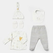 Bibaby Biorganic Penguin Club 5 Parça Hastane Çıkış Seti 62351 Ekru Gri - 1