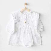 Andywawa AC25585 Magical Butterfly Müslin Bebek Elbise White - 1