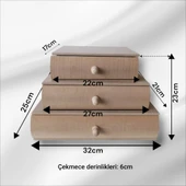 Ahşap-boyanabilir-3 çekmeceli kitap kutusu - 1