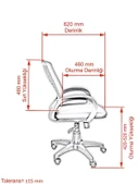 Atlas Plastik Ayaklı Fileli Ofis Büro Bilgisayar Çalışma Koltuğu Sandalyesi - 11