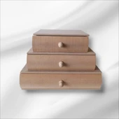 Ahşap-boyanabilir-3 çekmeceli kitap kutusu - 6