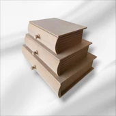 Ahşap-boyanabilir-3 çekmeceli kitap kutusu - 3