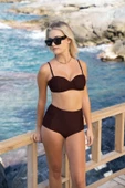 Gd Goldoremi 2529-950 Kadın Drapeli Kaplı Straplez Bikini Yüksel Bel Takım - 1