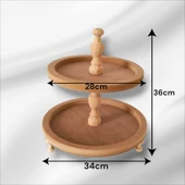 Ahşap boyanabilir iki katlı sunumluk - 2