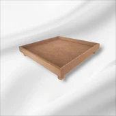 Ahşap boyanabilir ayaklı kare sunumlu tepsi - 2