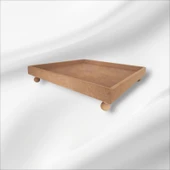 Ahşap boyanabilir ayaklı kare sunumlu tepsi - 6