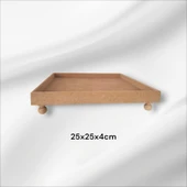 Ahşap boyanabilir ayaklı kare sunumlu tepsi - 1