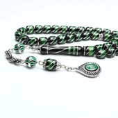 Oltu Taşı ve Galalith Çeşmi Bülbül İşlemeli Tespih thumbnail 1