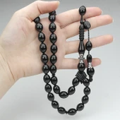 Oltu Taşı Beyzi Kesim Gümüş Nakkaş Oyma İmame Tespih thumbnail 3