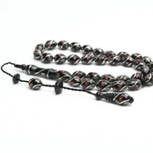 Oltu Taşı Beyzi Model Çeşmi Kırmızı İşleme Tespih thumbnail 1