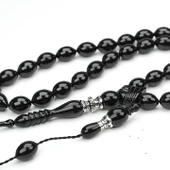 Oltu Taşı Beyzi Kesim Gümüş Nakkaş Oyma İmame Tespih thumbnail 2