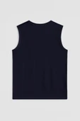 Erkek %100 Pamuk Bisiklet Yaka Baskılı Kolsuz T-shirt - 3