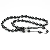 Oltu Taşı Beyzi Kesim Gümüş Nakkaş Oyma İmame Tespih thumbnail 1