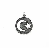 Gümüş Ayyıldız Kabartma  Model Erkek Kolye - 1