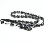  Oltu Taşı Beyzi  Çeşmi Bülbül Mavi İşlemeli Tespih thumbnail 1