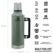 Stanley 2.5Qt Classic Vac Btl H. Green Eu-1 Termos thumbnail 4