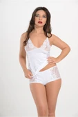 ASM1321 Kadın Ekru Penye Atlet Şort Fantastik Set Takım - 2