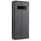 Samsung Galaxy S10 Deri Kılıf - Siyah - Manyetik - Kart Yuvalı thumbnail 3