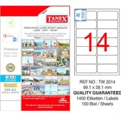 Tanex Lazer Etiket TW-2014 99,1x38,1 mm - 1
