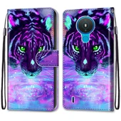 Nokia 1.4 PU Deri Kılıf - Kaplan Desenli - Yatay Flip - Kart Yuvalı ve Cüzdanlı - 2