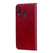İş Tarzı Yağlı Mum Doku Yatay Flip Deri Kılıf - Kırmızı - Huawei Nova 3i ve P Smart Plus - 3