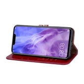 İş Tarzı Yağlı Mum Doku Yatay Flip Deri Kılıf - Kırmızı - Huawei Nova 3i ve P Smart Plus - 4