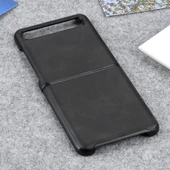 Galaxy Z Flip Deri Kılıf - İki Renk - Siyah - 4