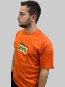 Erkek Brooklyn Yuvarlak Yaka Arka Baskılı Oversize Turuncu Tişört - 2