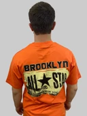 Erkek Brooklyn Yuvarlak Yaka Arka Baskılı Oversize Turuncu Tişört - 6