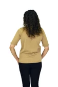 Kadın Yarım Kol V Yaka Yaka Sırt Detaylı Triko Tişöt 12835 BGL-ST04657 - 5