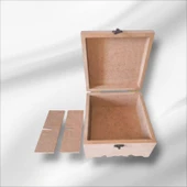 Ahşap-boyanabilir-4 bölmeli-klipsli-çok amaçlı küçük organizer kutu - 2