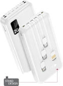 20.000 Mah Kablolu Dijital Göstergeli 20.000 Mah Garantili Dahili Stand TX209 Beyaz Powerbank thumbnail 1