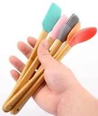 Zhlhome Renkli Bambu Saplı Silikon Uçlu Spatula 5li Set - 4