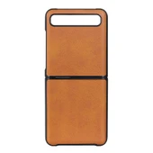 Galaxy Z Flip Deri Kılıf - İki Renk - Kahverengi - 2