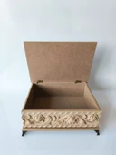 Ahşap-boyanabilir Ham Mdf-çiçek Desenli-çok Amaçlı Dekoratif Kutu - 3