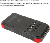 Shanrya Solar Powerbank şarj cihazı, 5 V, 3 A, 3 USB, 36800 mAh, dış mekan için solar şarj cihazı (kırmızı) - 3