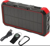 Shanrya Solar Powerbank şarj cihazı, 5 V, 3 A, 3 USB, 36800 mAh, dış mekan için solar şarj cihazı (kırmızı) - 1