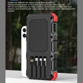 Shanrya Solar Powerbank şarj cihazı, 5 V, 3 A, 3 USB, 36800 mAh, dış mekan için solar şarj cihazı (kırmızı) - 2