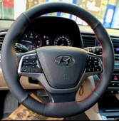 DİKİŞLİ DİREKSİYON KILIFI SİYAH DERİ NOKTALI DERİ KIRMIZI DİKİŞLİ HYUNDAİ ELENTRA (FOTODAKİ) İÇİN thumbnail 2