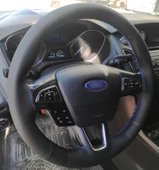 DİKİŞLİ DİREKSİYON KILIFI SİYAH / NOKTALI DERİ MAVİ DİKİŞLİ F OR.D FOCUS 2015-16-17 MODEL İÇİN thumbnail 1