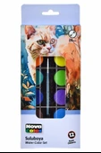 12 Renk Sulu Boya 1 Paket Fırça Hediyeli 12 li Suluboya Canlı Renkler 28 mm Boya Çapı Büyük Boy - 1