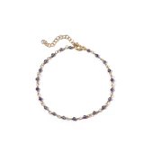 14 Ayar Altın Kaplama Amethyst  Doğal Taşlı  El Yapımı Gümüş Bileklik - CBS00122 thumbnail 3